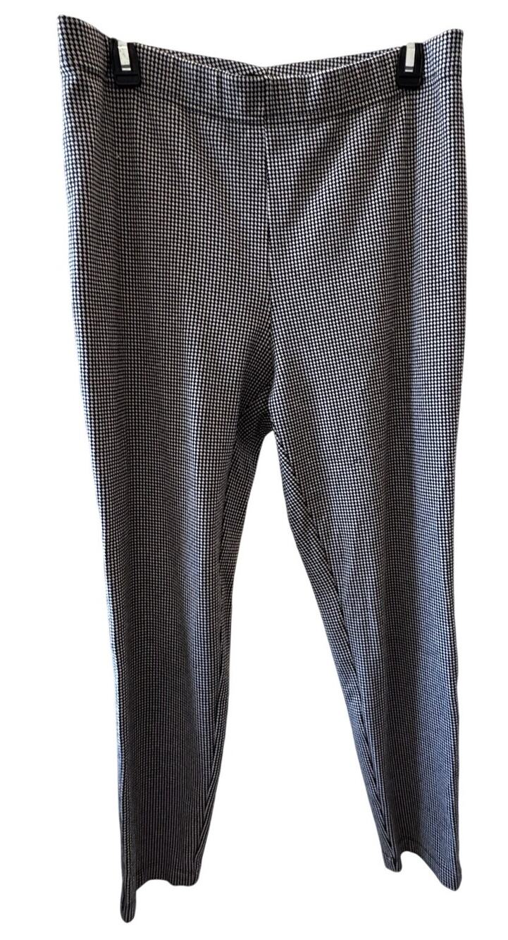 St. JOHN Women's Black White Straight-Leg Slim Fit Casual Pants Size XL